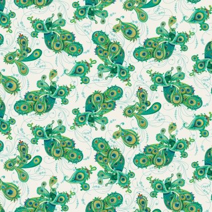 Benartex Peacock Symphony Paisley Ivory 13487-07