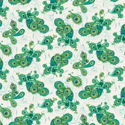 Benartex Peacock Symphony Paisley Ivory 13487-07