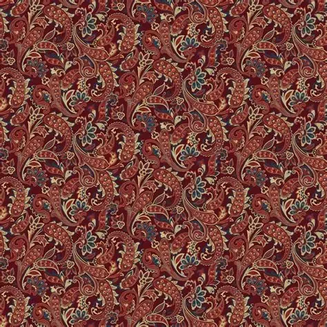 Benartex Winter Paisley Dark Red 9643-19