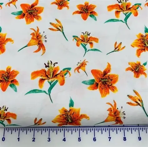 Benartex Tiger Liles White 13397-09