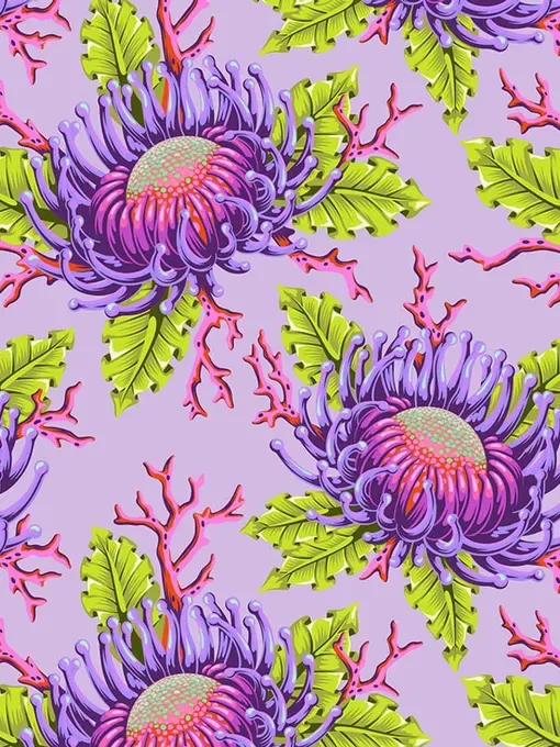 Tula Pink Friends &amp; Anemones PWTP265 Ultraviolet