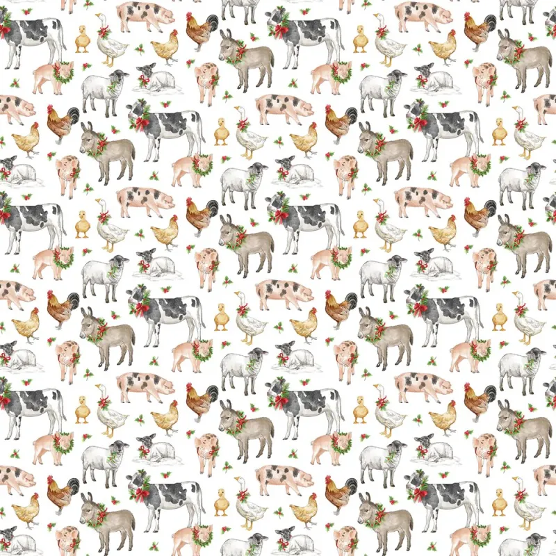 Northcott Barnyard Christmas Animals 28802-10