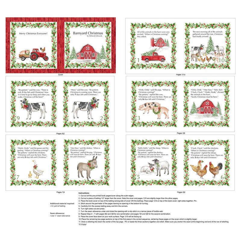 Northcott Barnyard Christmas Book Panel DP28810-10