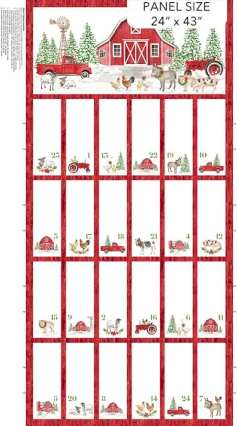 Northcott Barnyard Christmas Advent Panel 28809-24
