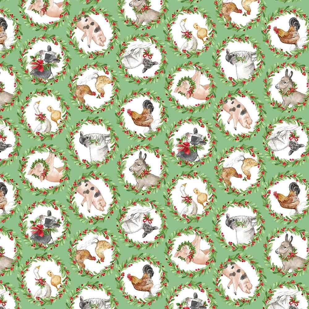 Northcott Barnyard Christmas Animal Wreaths 28803-74