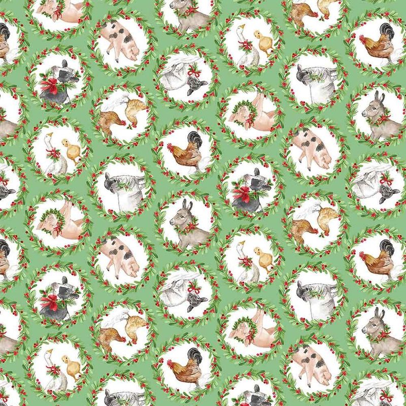Northcott Barnyard Christmas Animal Wreaths 28803-74