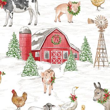 Northcott Barnyard Christmas Scenic 28801-10