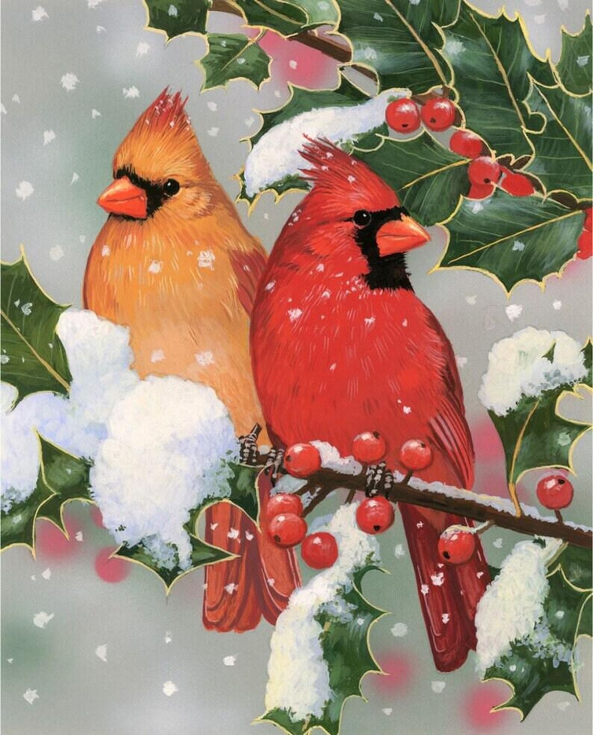 David Textiles Cardinal &amp; Pinecones Panel