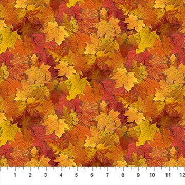 Northcott Night Owl Orange Leaves