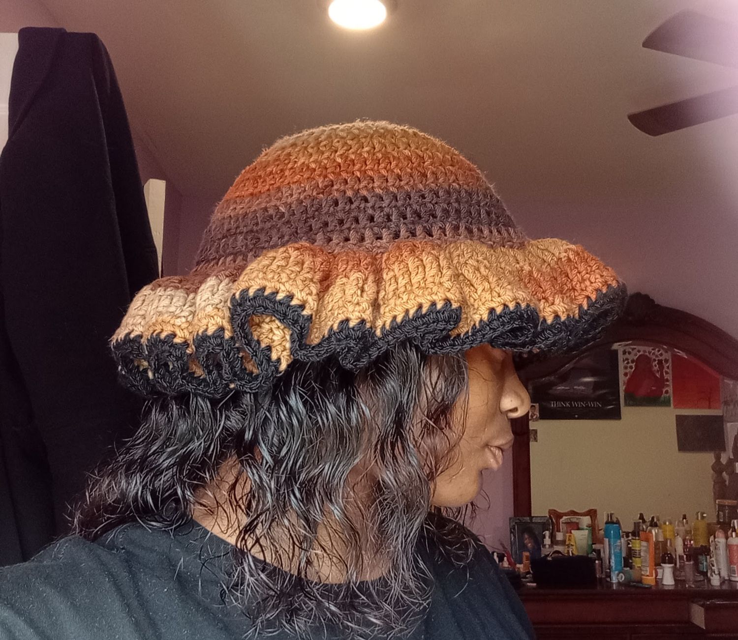 Latte Crochet Ruffle Hat