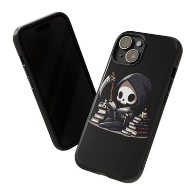 Cute Grim Reaper Tough Phone Case - Spooky Halloween Goth Skeleton,