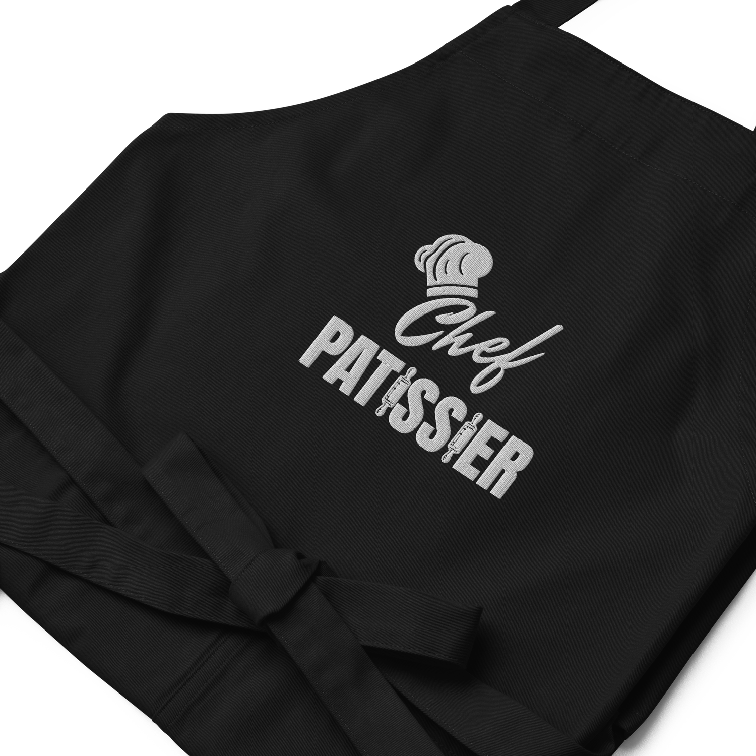 Tablier brodé CHEF PATISSIER texte blanc