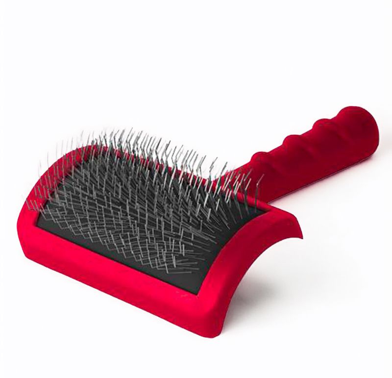 Idealdog Slicker Brush Medium with hard pins B0750 red