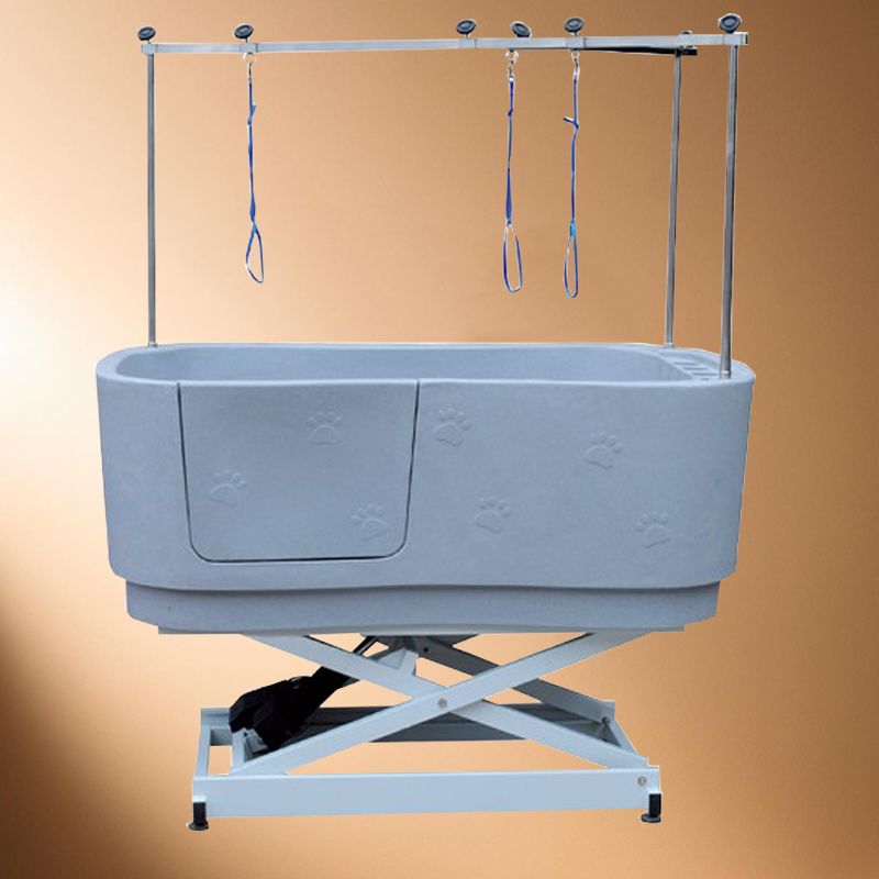 Plastic dog bath with electric lifting device, height adjustable from 43-128 cm