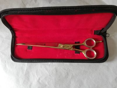 Ahornstreet Groomer Scissors 24 cm – Stainless &amp; Curved – Color: Gold