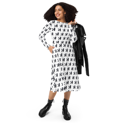 Long-sleeved dress in poodle design Long-sleeved dress in poodle design