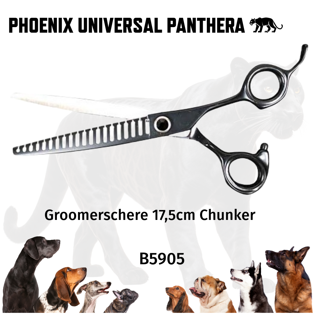 PHOENIX Universal Panthera Chunker Grooming Scissors 17.5 cm – 20-tooth thinning scissors for precise pet grooming