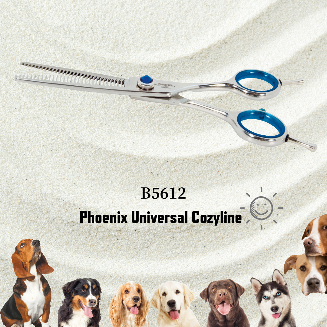 Thinning scissors with adjustable screw and thumb rests