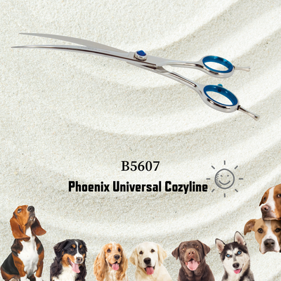 Close-up of Phoenix Universal Cozyline Curved Grooming Scissors 18 cm