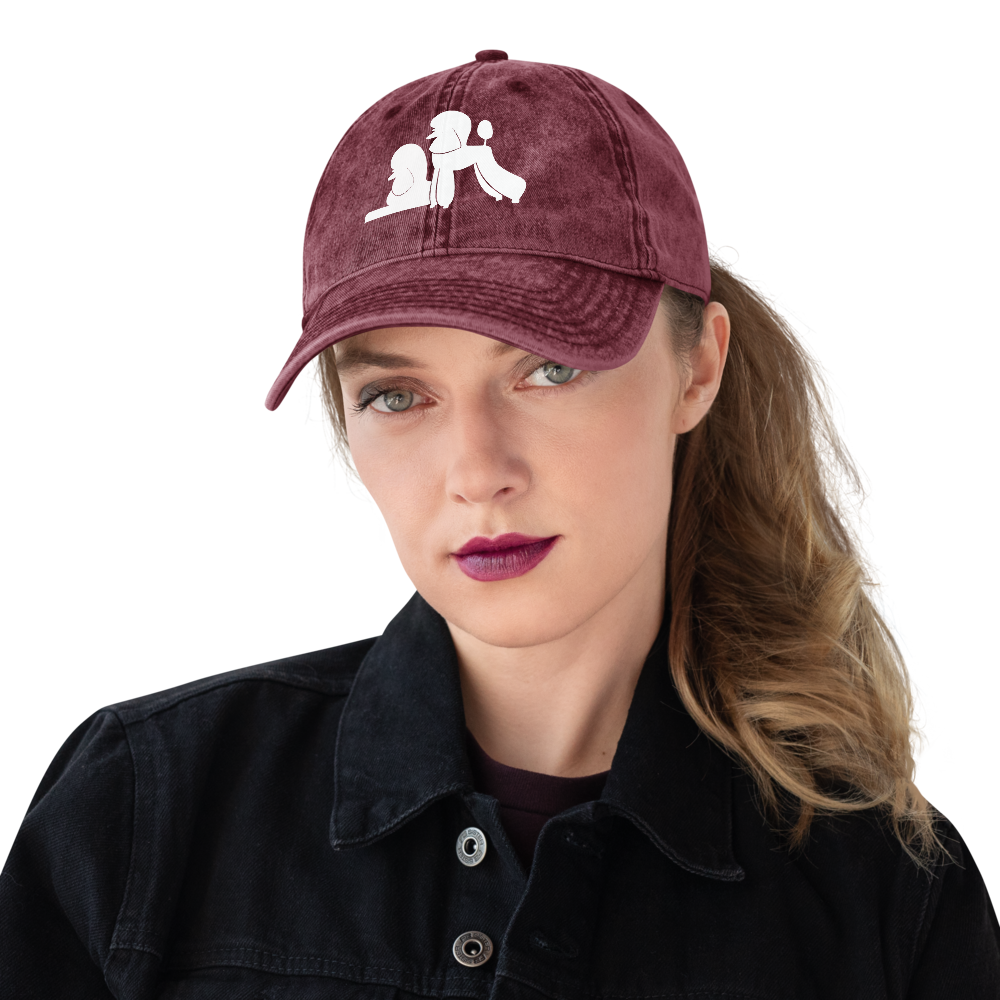 embroidered vintage corduroy cap “Double Poodle”