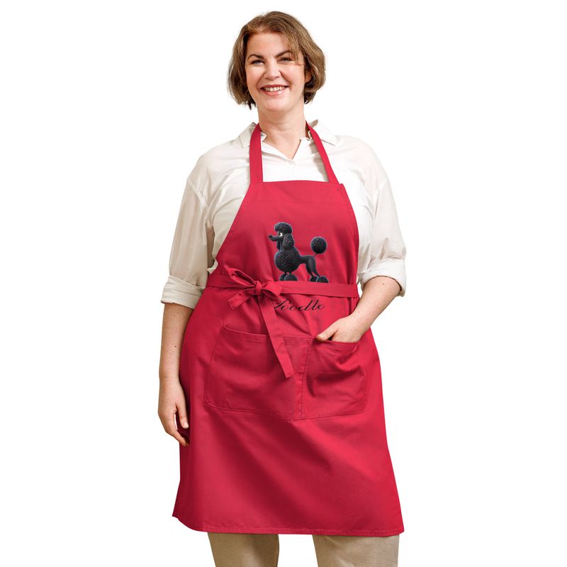 organic cotton apron with Black Poodle TDG print