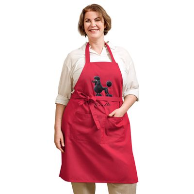 organic cotton apron with Black Poodle TDG print