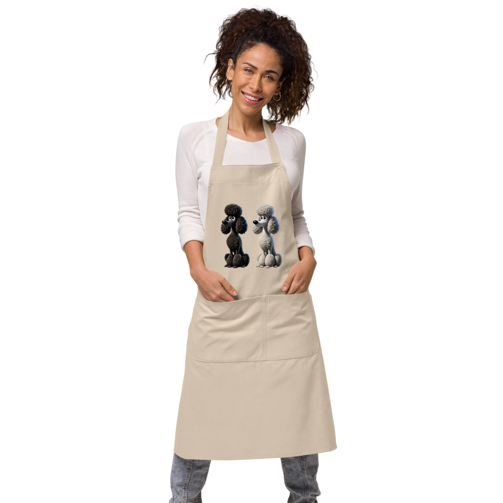 Organic Cotton Apron Black &amp; White Poodle