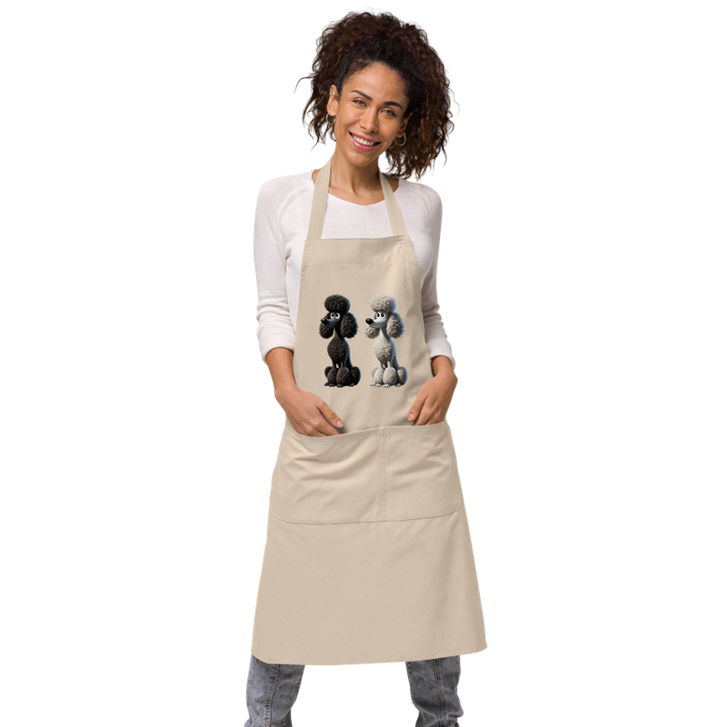Organic Cotton Apron Black &amp; White Poodle
