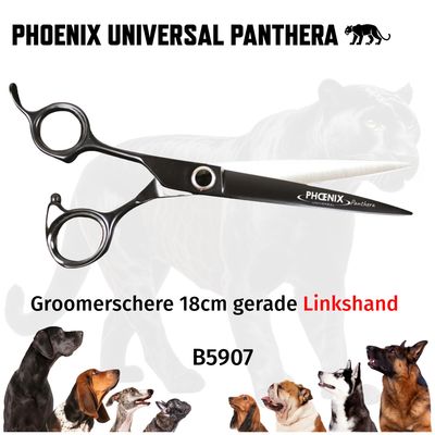 PHOENIX Universal Panthera Left-Handed Straight Grooming Scissors 18 cm PHOENIX Universal Panthera Left-Handed Straight Grooming Scissors 18 cm – High-quality scissors for precise and versatile grooming cuts