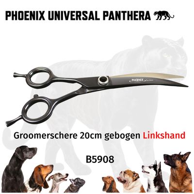 PHOENIX Universal Panthera Left-Handed Curved Scissors 20 cm PHOENIX Universal Panthera Left-Handed Curved Scissors 20 cm – High-quality grooming scissors for precise shaping and finishing