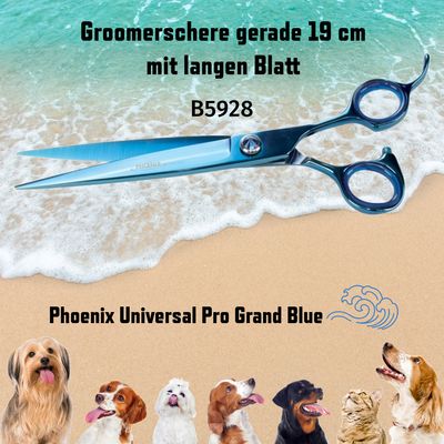High-quality 19 cm Phoenix Universal Grand Blue scissors with wide blades.