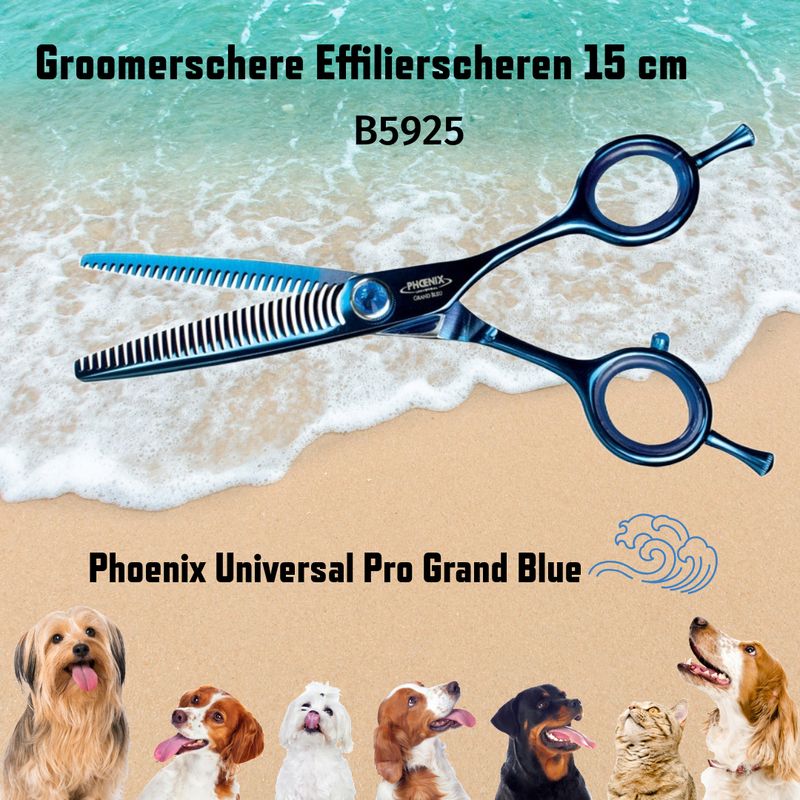 High-quality PHOENIX Universal Grand Blue Thinning Scissors 15 cm with 30 teeth