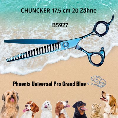 Phoenix Pro Grand Blue chunker scissors with 20 teeth in premium packaging