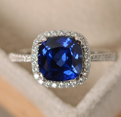 Natural Garnet Promise Ring 14K Real White Gold