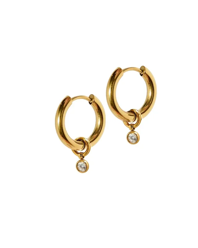 Huggie Charm Earrings / Celine