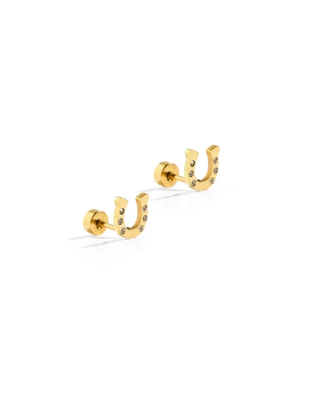Horseshoe Stud Earrings / Gold
