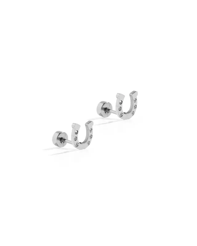 Horseshoe Stud Earrings / Silver