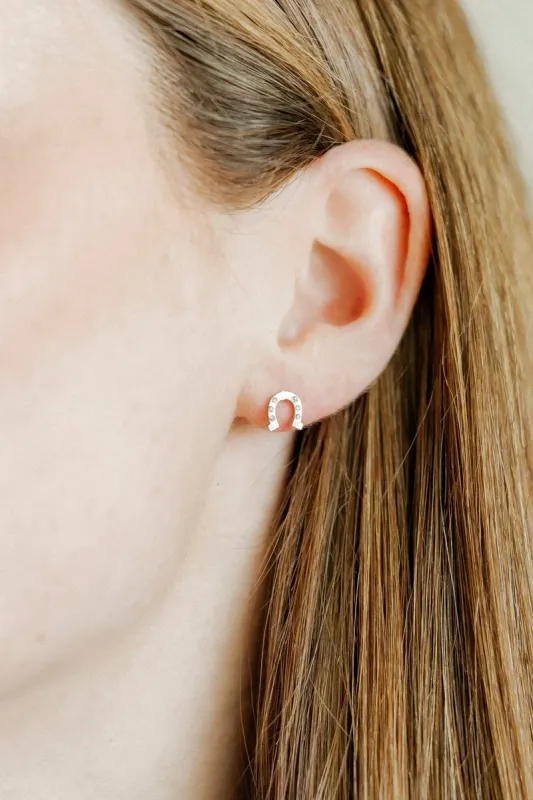 Horseshoe Stud Earrings / Silver