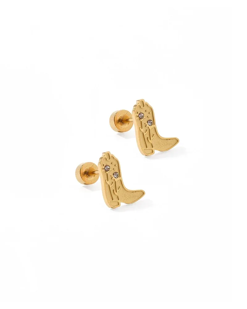 Daisy Cowgirl Boot Earrings / Gold