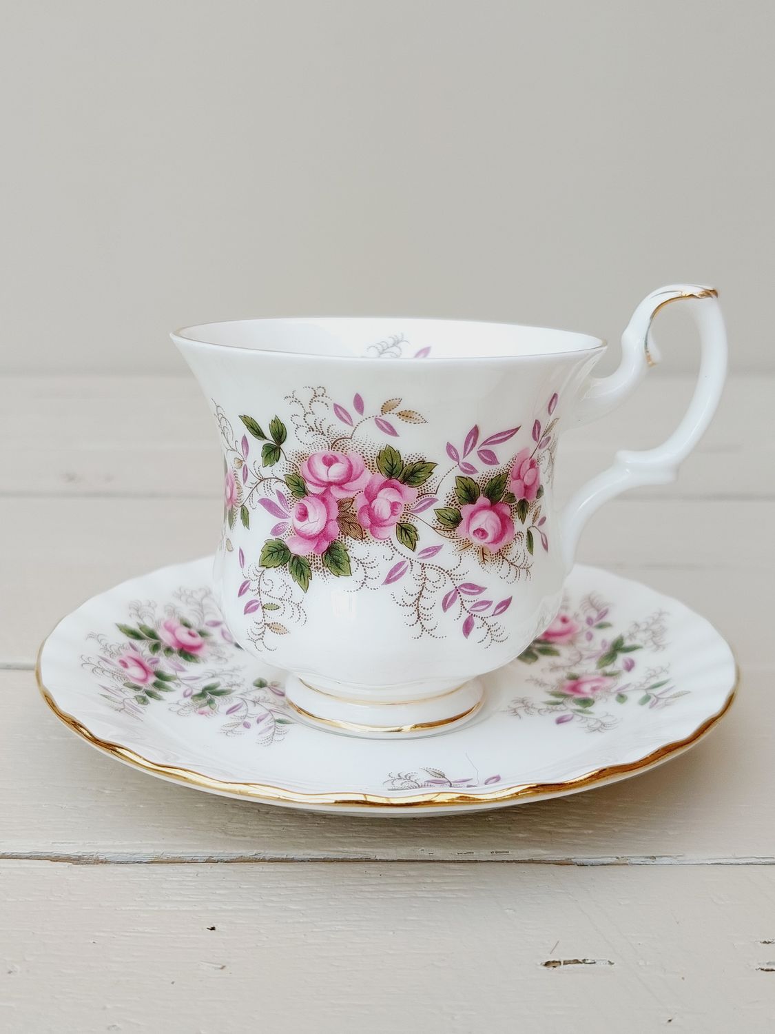 Dameskop met schotel Royal Albert &#39;Lavender Rose&#39;