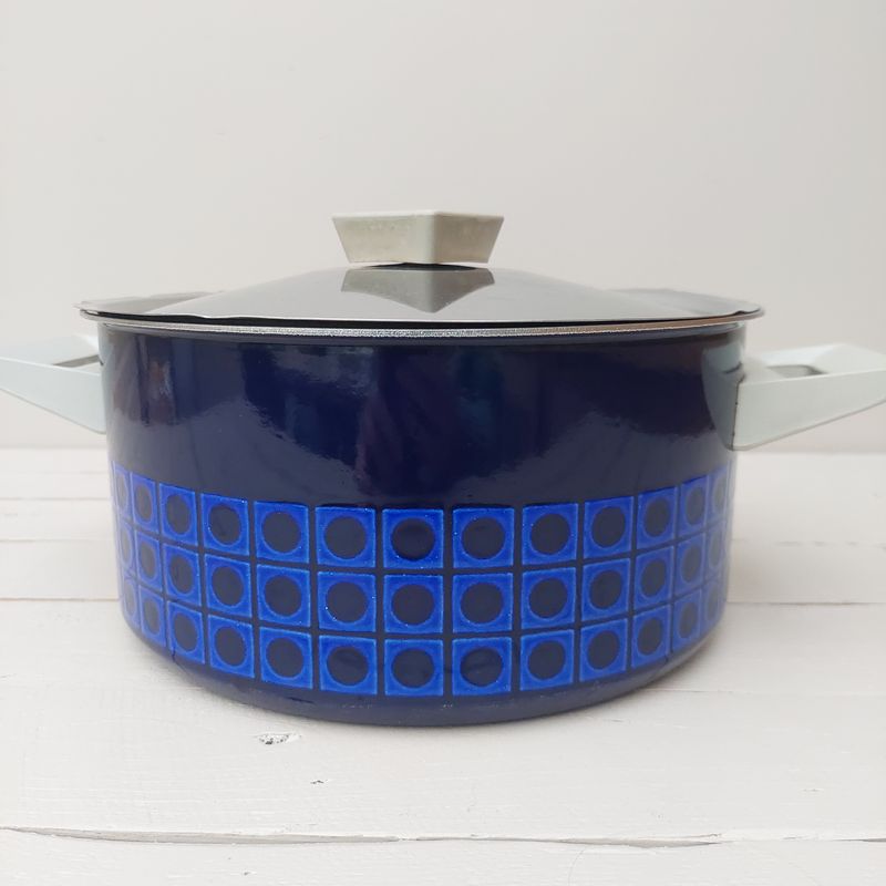 Emaille kookpot met deksel, koningsblauw