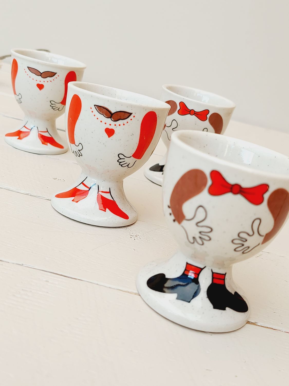 Vintage eierdopjes, set van 4