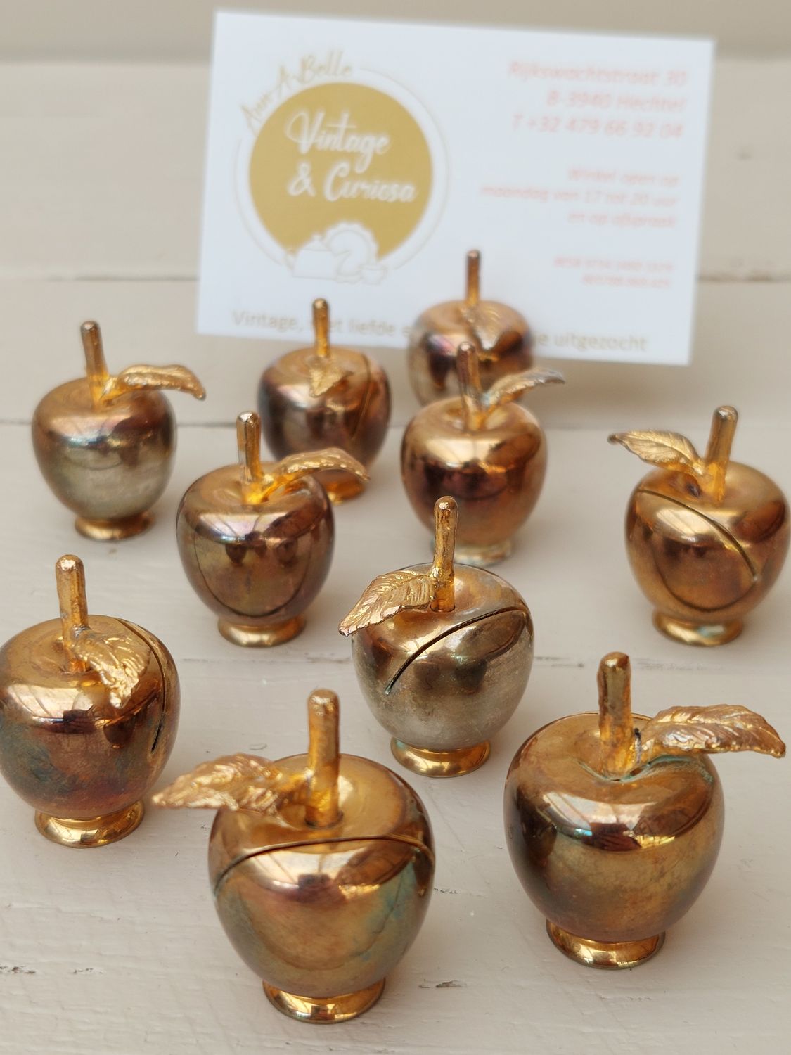 Appeltjes, verzilverd voor naamkaartjes