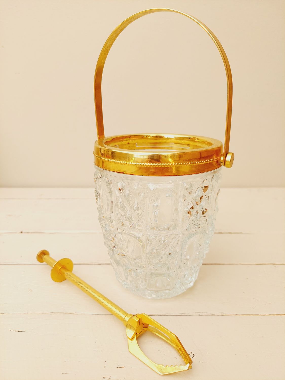 IJsemmer glas-goud met vergulde grijper