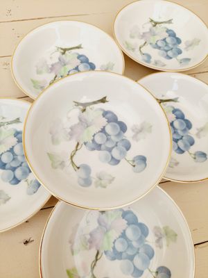 Vintage fruitkommetjes druiven, set van 6