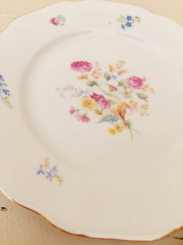 Vintage borden voor ontbijt of gebak Haas &amp; Czjek, set van 2