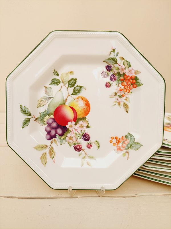 Vintage bordjes achthoekig &#39;Fresh fruits&#39;