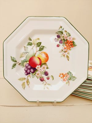 Vintage bordjes achthoekig &#39;Fresh fruits&#39;