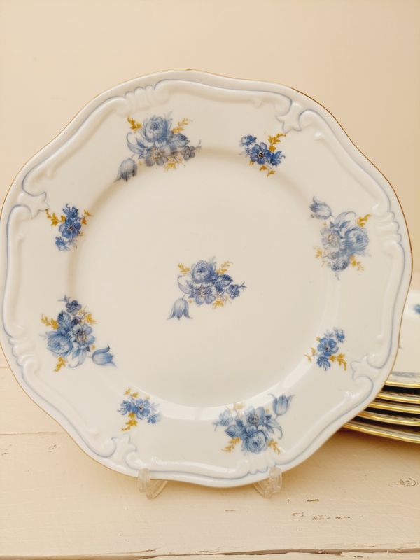 Vintage bordjes voor ontbijt of gebak, VEB Reichenbach, set van 6