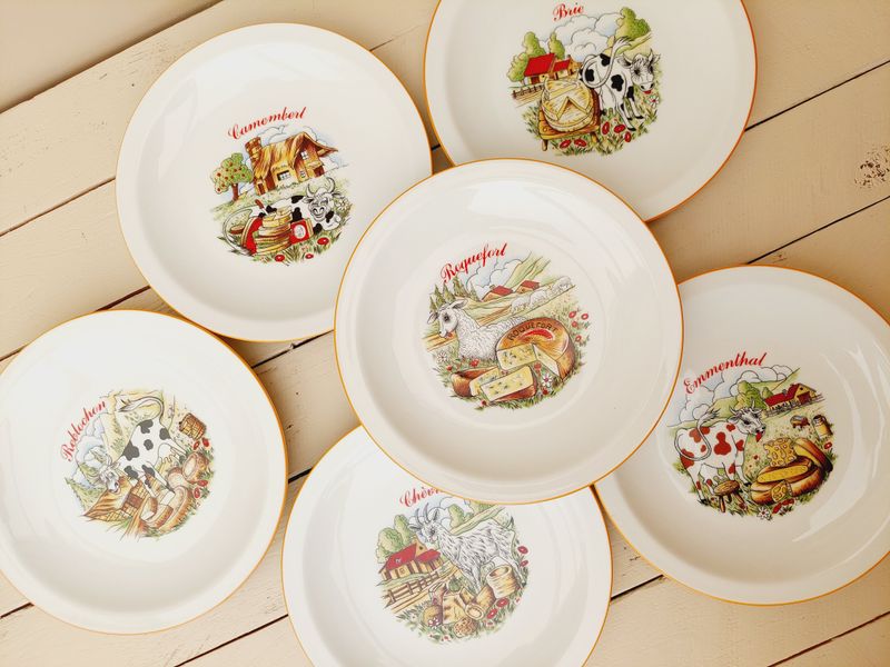 Vintage kaasborden Franse kazen, set van 6